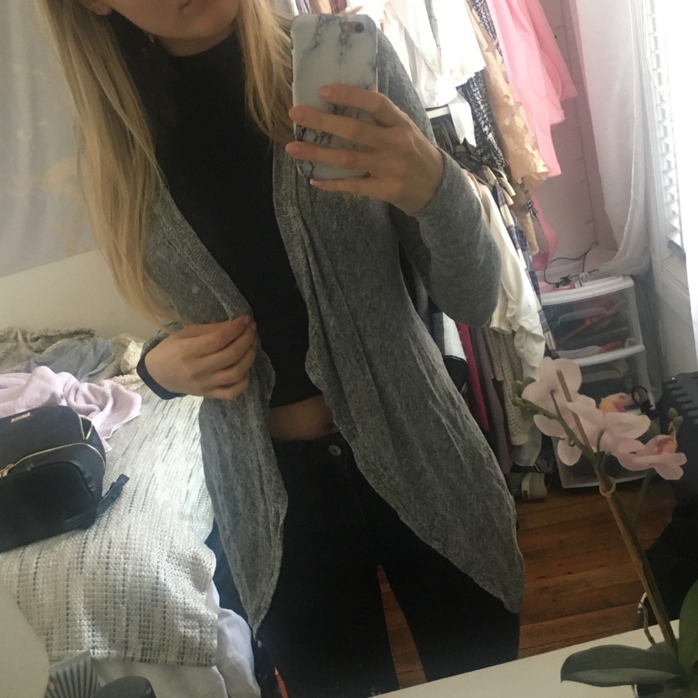 Gray marled knit cardigan